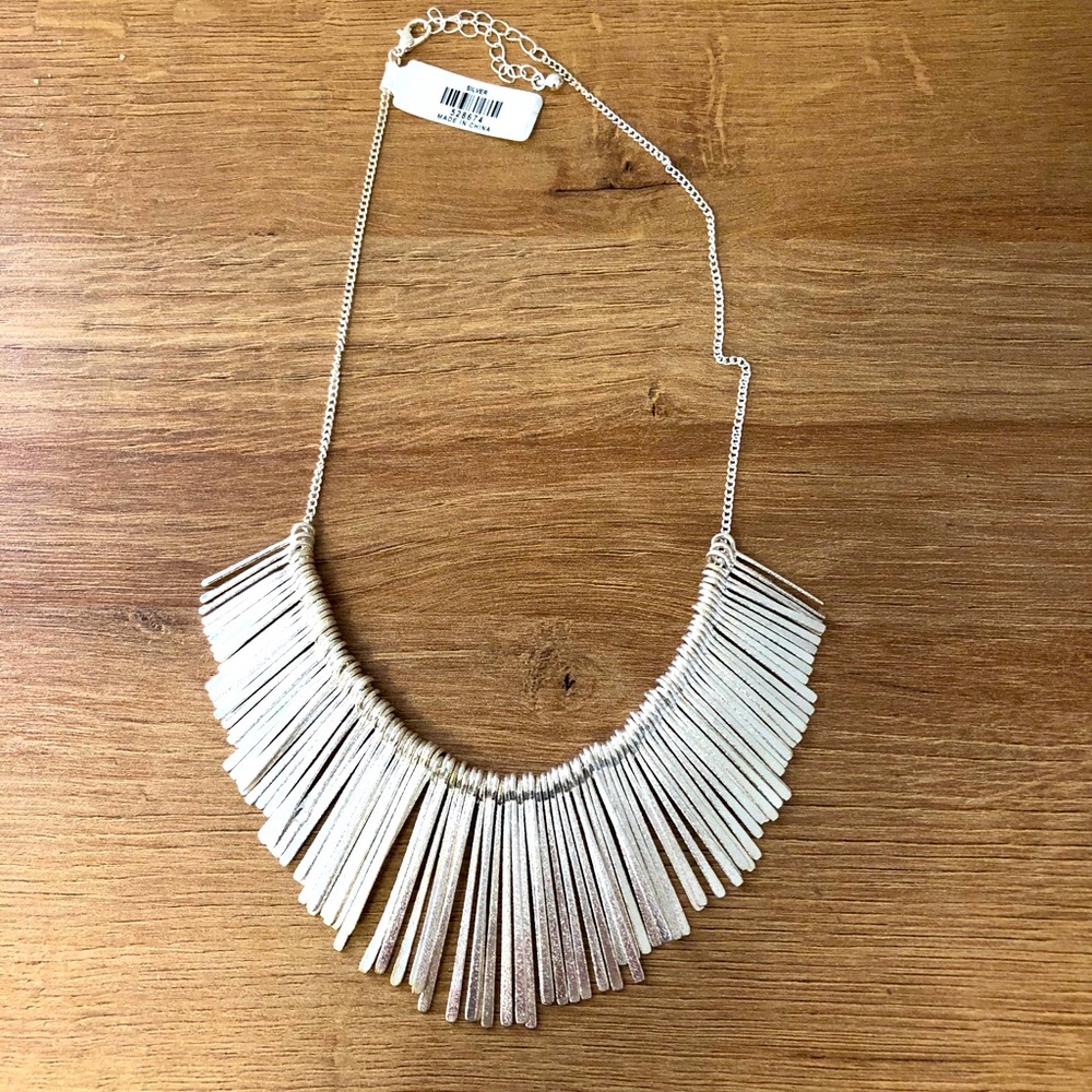 Silver fringe necklace